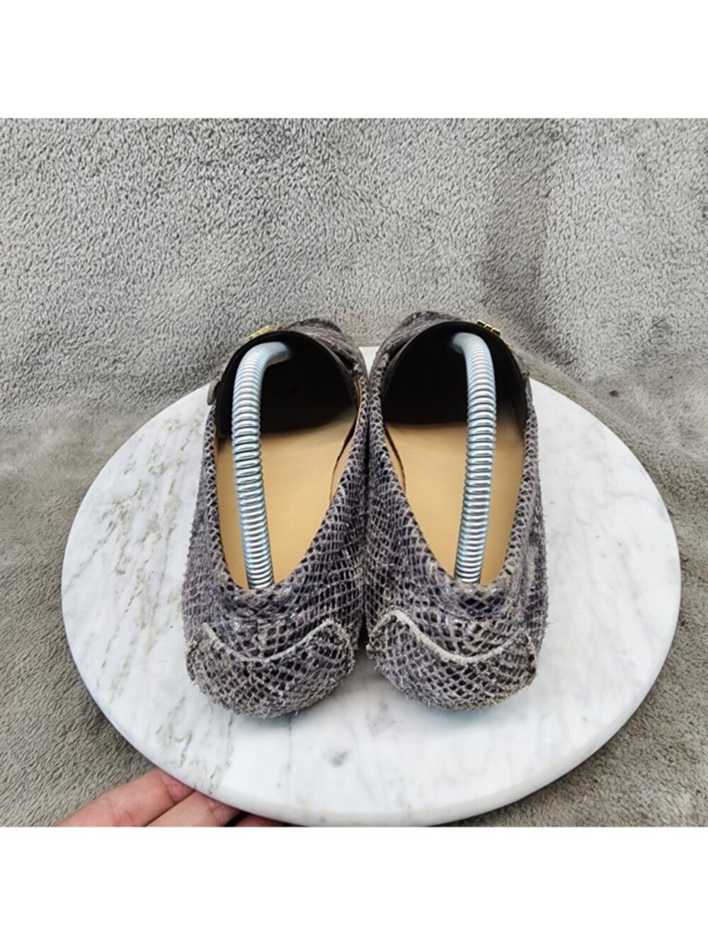 Cole Haan Shoes Womens Size 8.5 Gray Leather Tali Lock Moc Loafers *Read* - Picture 5 of 13